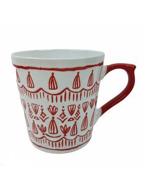 Opal House Coffee Mug Cup White Red Embossed Stoneware 14 oz Target